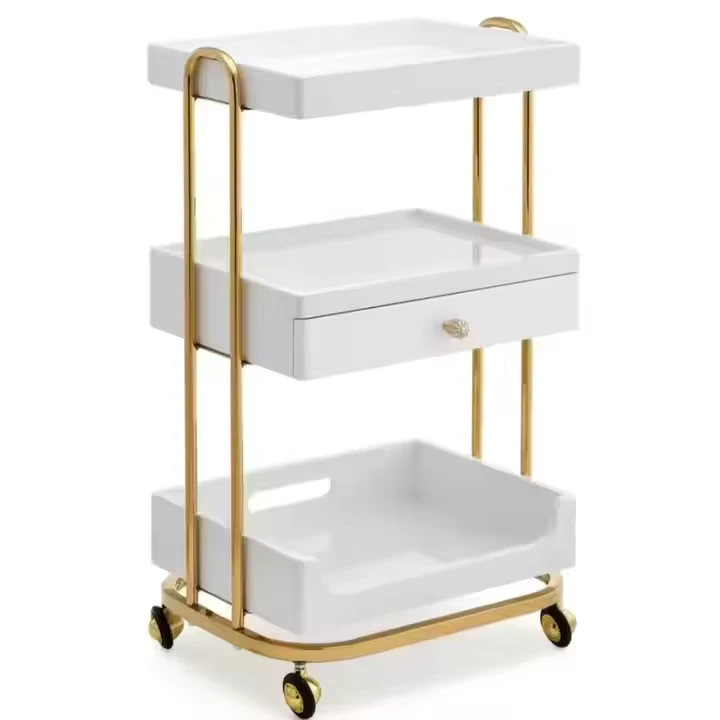 Barber Trolley Movable Super Strong Load Bearing Modern Golden Salon Furniture Trolley Barber Shop Hand Carts Trolleys