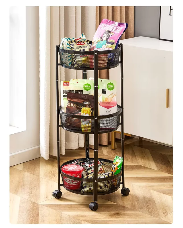 Baskets Cart Kitchen Island Trolley Organizer Storage Rack Cart Foldable for Bathroom Living Room Home Outdoor Indoor Camping