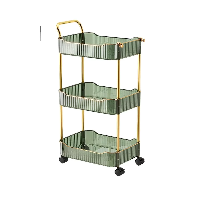 Bathroom 3 Tier Shelving Unit Kitchen Storage Rack Storage Shelves Rolling Trolley Utility Cart with Universal Wheels