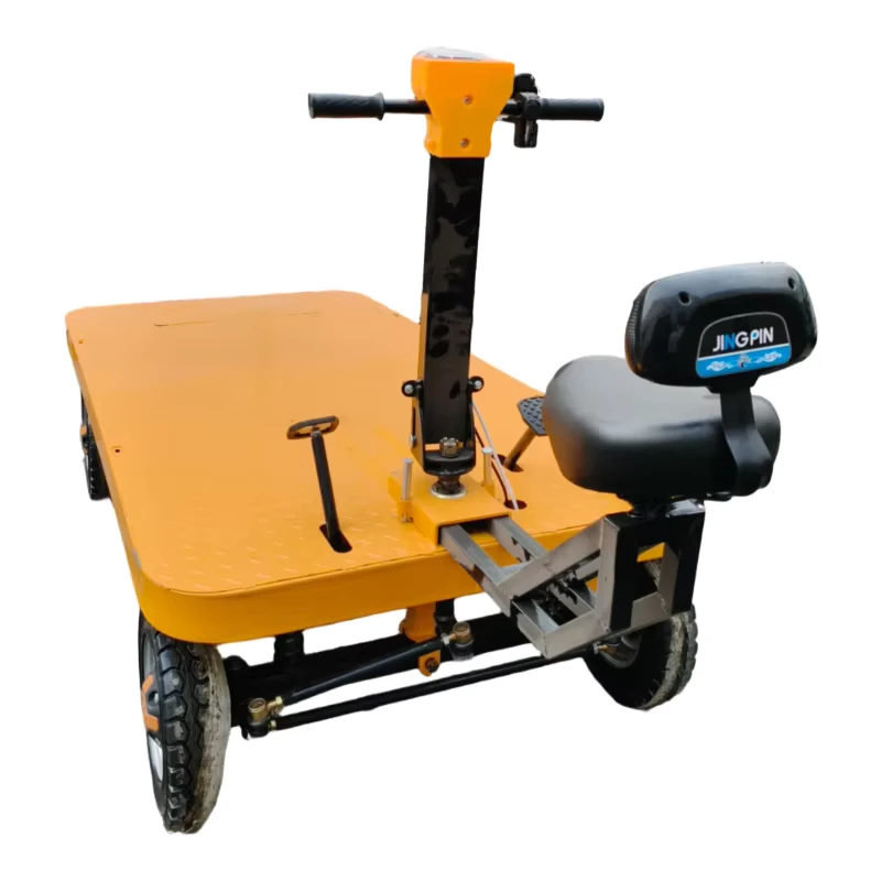Battery Powered Electric Flatbed Trolley Hand Push Ash Cart for Construction Site Industrial Material Transport