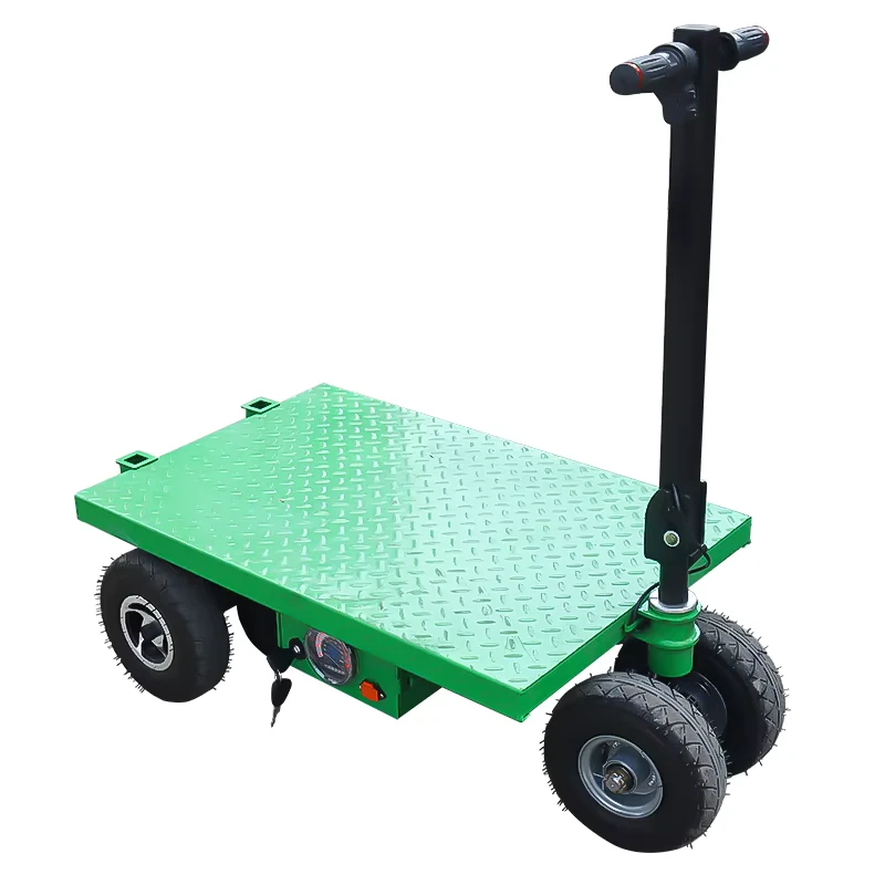 Battery Powered Electric Folding Platform Trolley Electric Hand Truck Wood Cargo Flatbed 600kg Work Trolley for Shopping