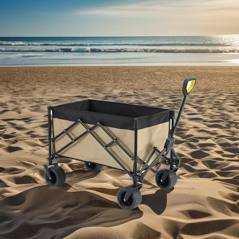 Beach Camping Kit 7inch Big Wheels Collapsible Heavy Duty Foldable Folding Camping Cart Wagon
