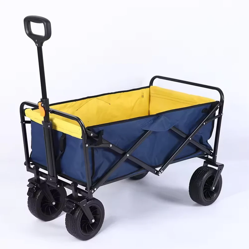 Beach Camping Wagon Camping Cart Trolley Outdoor Picnic Garden Collapsible Folding Four Wheel Utility Cart Storage Shopping