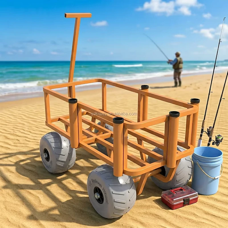 Beach Fishing Cart 12inch Balloon Wheel Adjustable Handle Heavy Duty Outdoor Foldable Cart