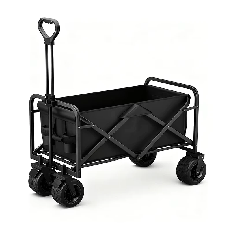 Beach Portable Heavy Duty Stainless Steel Foldable Shopping Cart Custom Color Logo Options Four Wheel Trolley for Storage