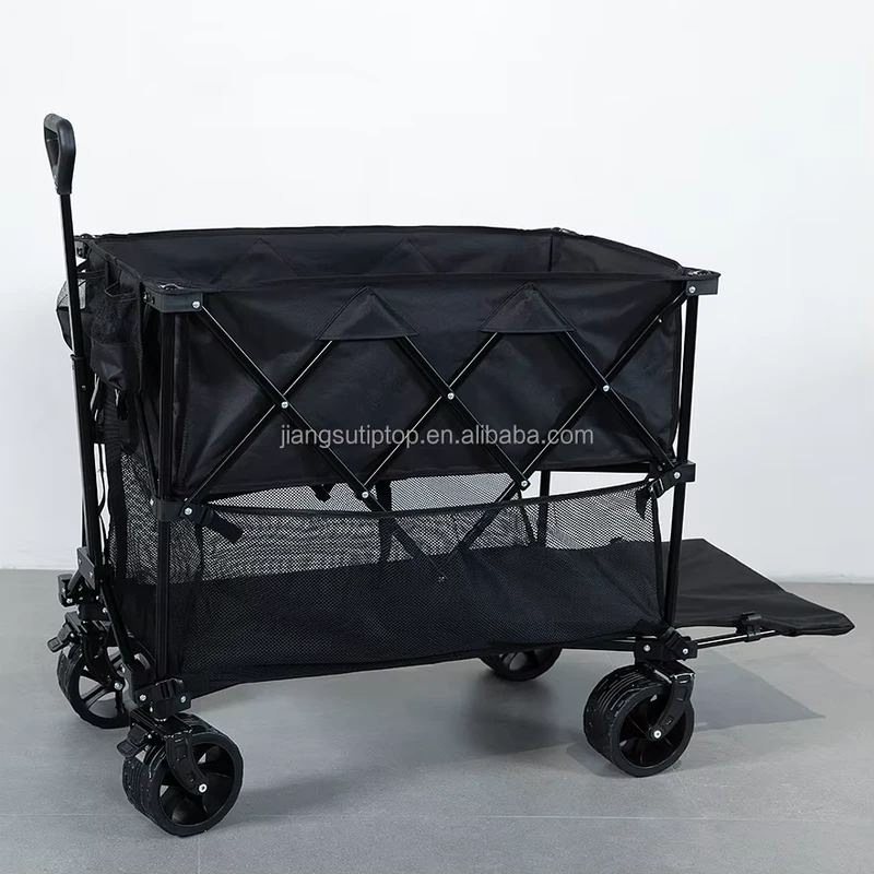 Beach Trolley Cart Portable 4 Wheels Assembled Collapsible Outdoor Wagon Camping Cart Folding Wagon