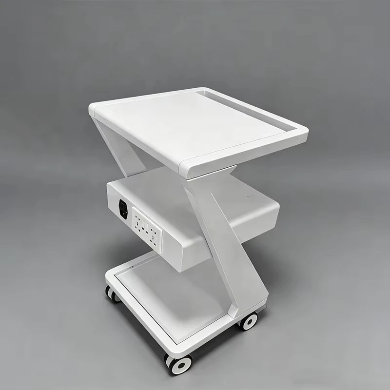 Beauty Cart Trolley Stainless Steel Multifunctional Portable Rolling Wheels for Makeup Studio