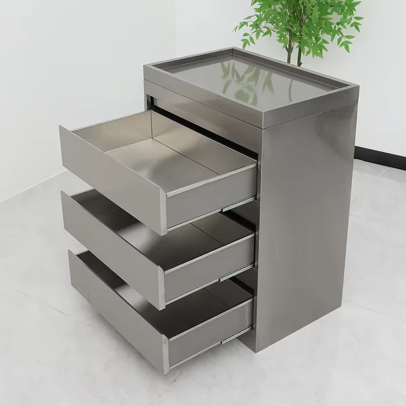 Beauty Multifunctional Barber Salon Furniture Storage Rack Stainless Steel Salon Trolley Three tier Drawer