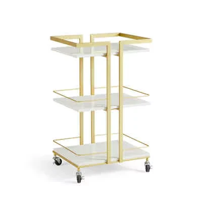 Beauty New Design Makeup Salon Cart 3 Tiers Pedicure Spa Nail Shop Trolley Gold Beauty Trolley With Lockable Wheels