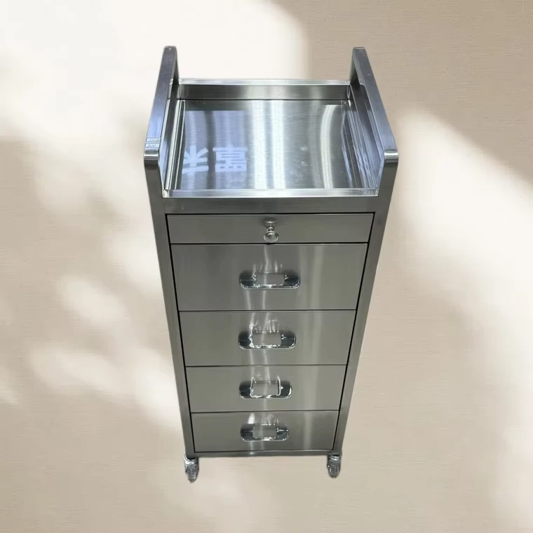 Beauty New Stainless Steel Hair Salon Trolley Cart Manufacturer Beauty Tool Cart Storage with Wheels