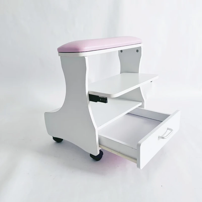 Beauty Pedicure Stool Foot Rest Pedicure Manicure Furniture Salon Nail Trolley Cart Footbath Stool with Wheels