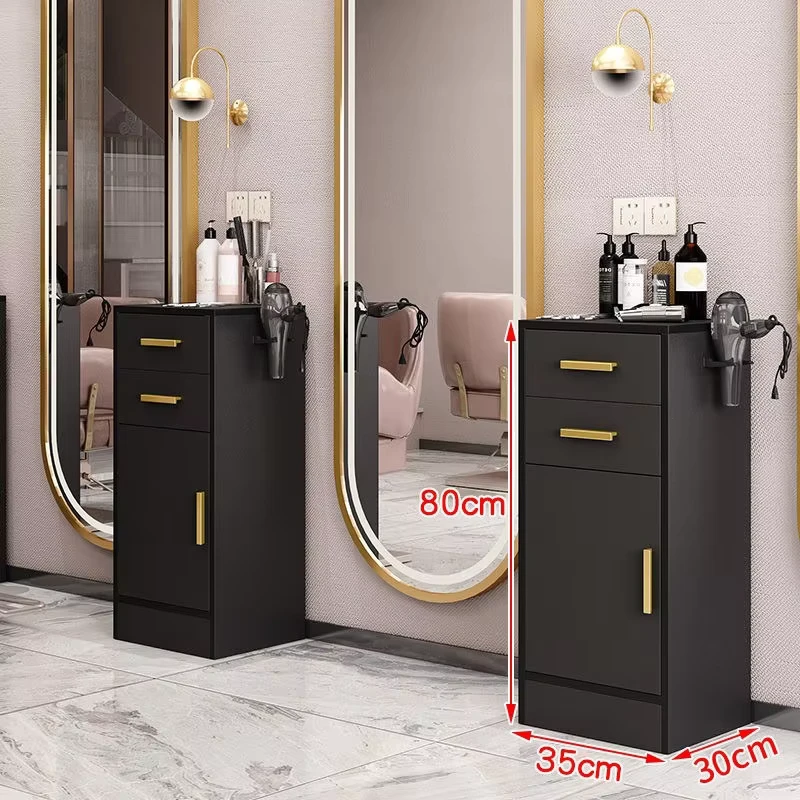 Beauty Salon Black and Gold Cabinet With Drawers Tool Hairdressing Trolley Carts for Barber Shops Storage Cabinet