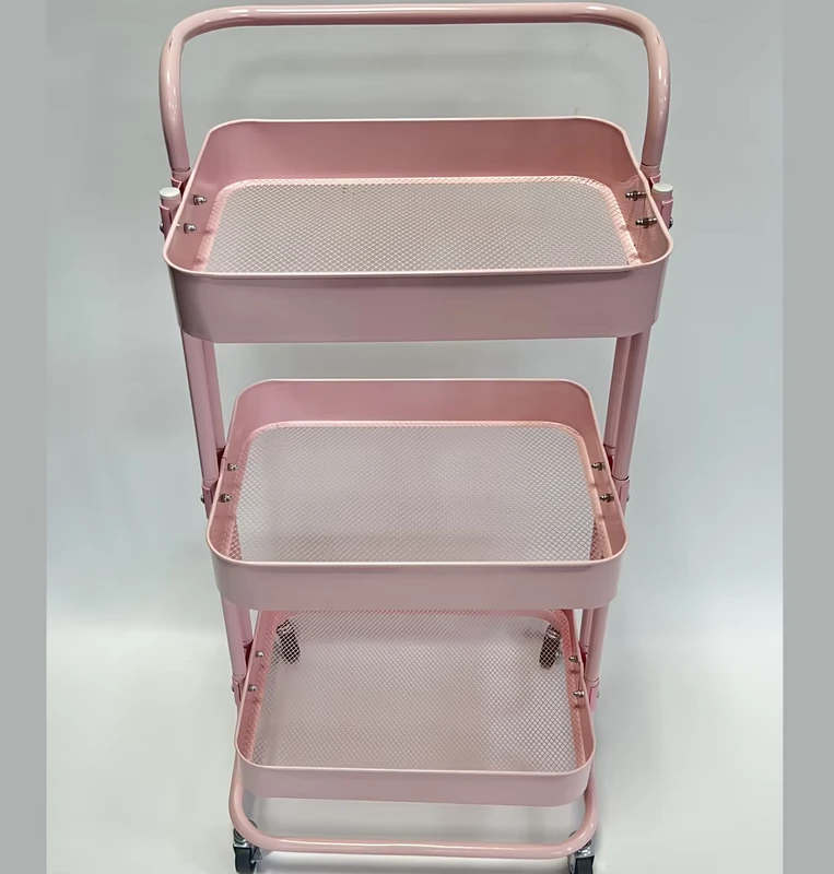 Beauty Salon Equipment Pink Salon Trolley Spa Use Metal Beauty Salon Trolley with Wheels