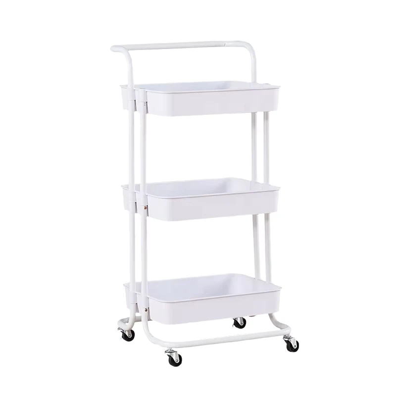 Beauty Salon Makeup Cart Spa Nail Shop Trolley Kitchen Storage Trolley Utility Cart with Lockable Wheels