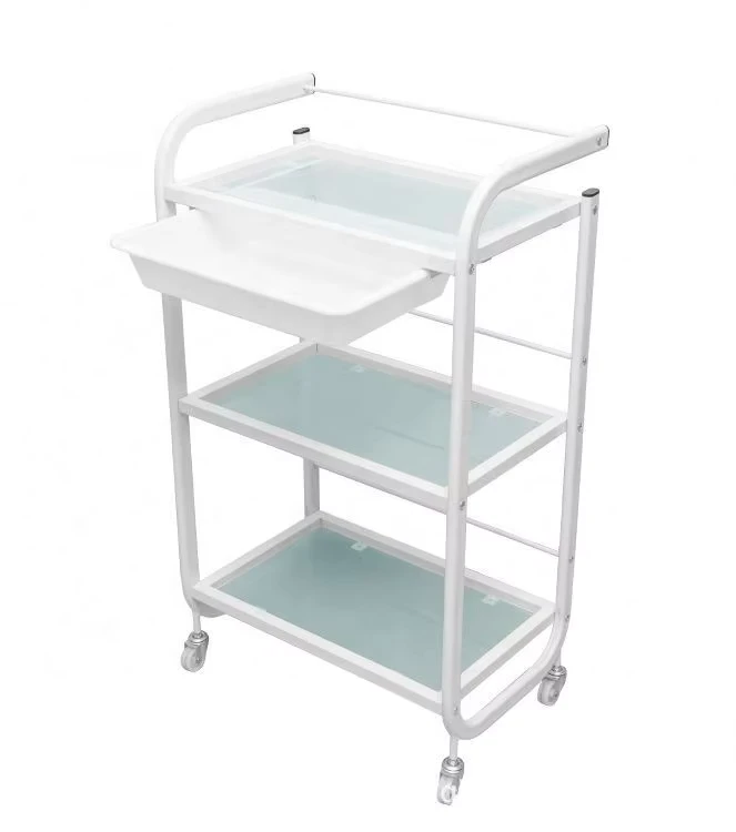 Beauty Salon Professional Glass Trolley Beauty Salon White Pink Color Spa Salon Trolley