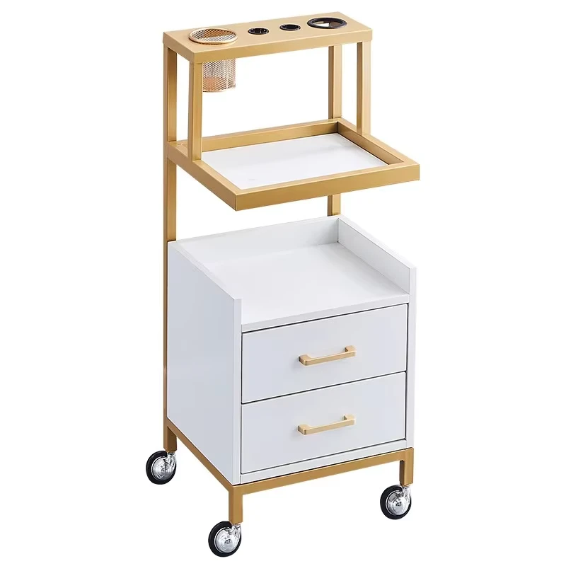 Beauty Salon Stainless Steel Trolley Cart with Wheels and Cabinet