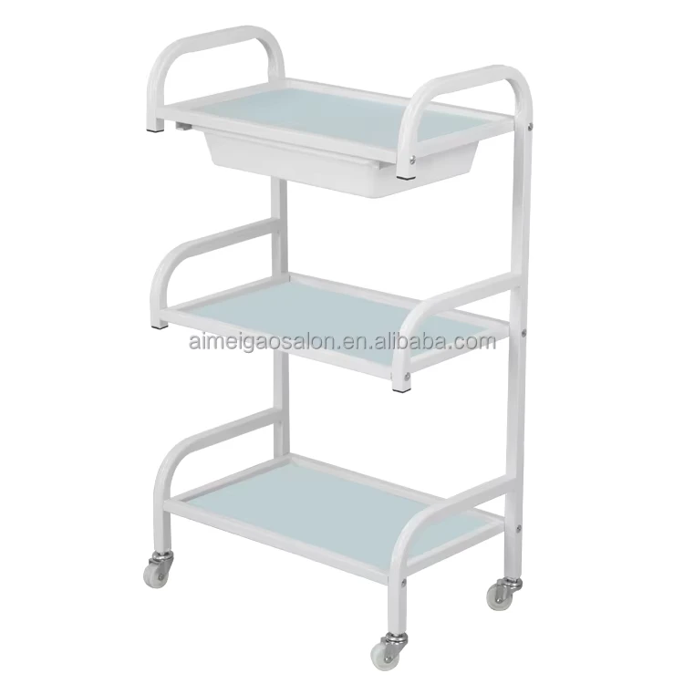 Beauty Salon Trolley Three layer with Drawer Beauty Salon Trolley Nail Storage Rack Glass Tool Cart Beauty Salon