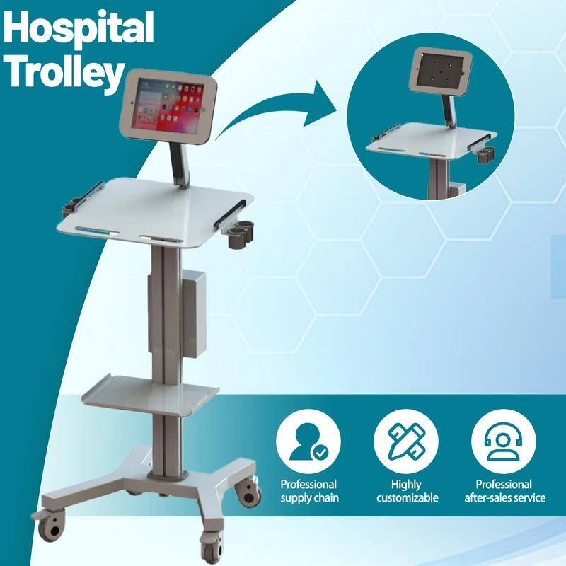 Beauty iPad Trolley Height adjustable Design Aluminum Basket Trolley Medical Beauty Salon Furniture