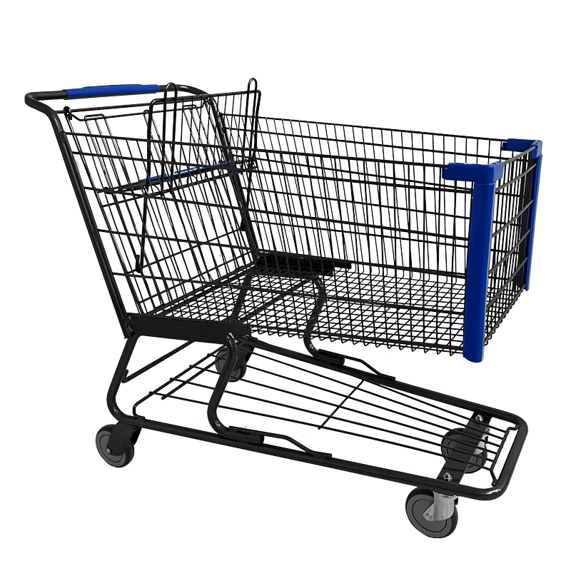 Big Capacity Heavy Duty Steel Cart Trolley for Hypermarket American Type Supermarket Trolley for Sale