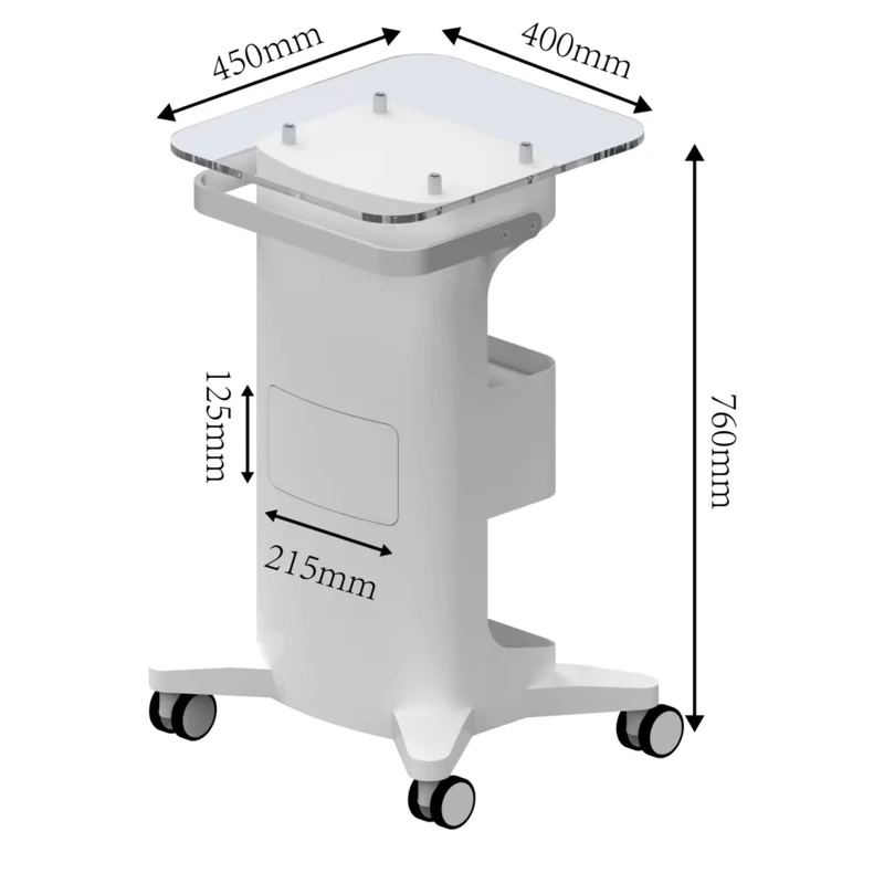 Big Promotion 50×50 cm Top Foldable Plastic Transparent Salon Beauty Machine Trolley Cart with Drawers 4 Wheel