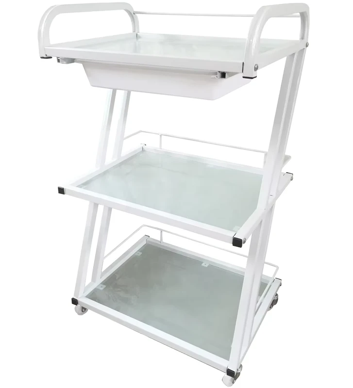 Big Size Salon Trolley Glass Material Beauty Salon Instrument Trolley Cosmetic Trolley for Beauty Salon