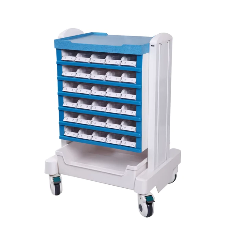 Big Storage Steel Hospital Patient Medicine Cart Trolley with 4 Pcs Universal Castors and Individual Brake