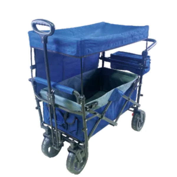 Big Wheel Steel Beach Wagon Collapsible Folding 120KG Capacity Outdoor Utility Cart for Sand Camping Hotels