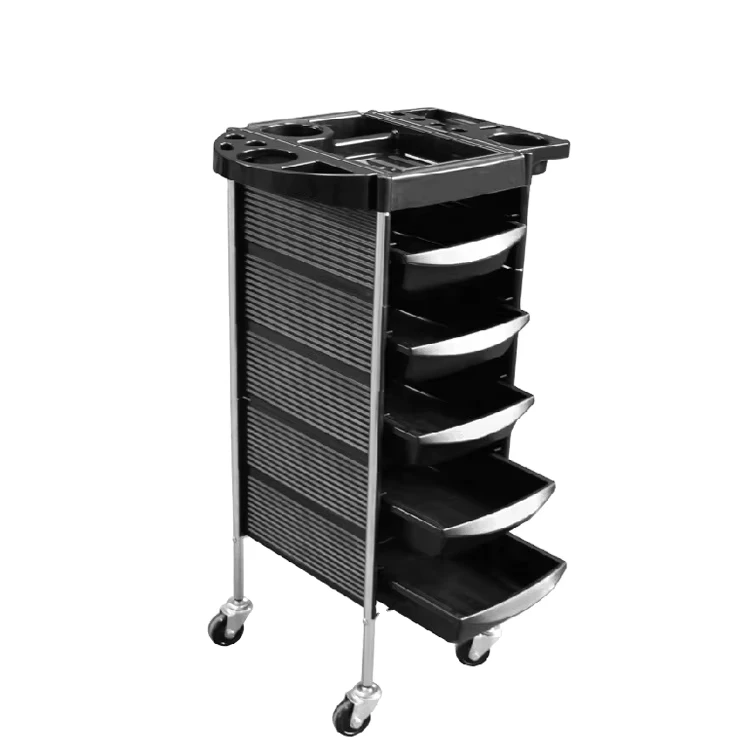 Black Beauty Salon Trolley Cart Rolling Barber Trolley