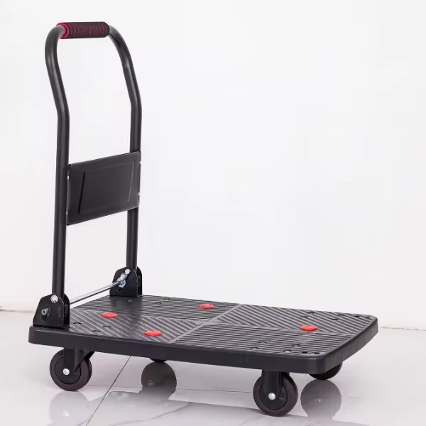 Black Blue Foldable Warehouse Cart Trolley Steel Handle Platform Hand Trolley Camping Cart Trolley Folding