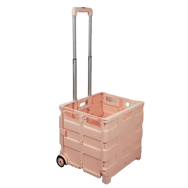 Black Grocery Cart for Supermarket Folding Box Cart with 2 Wheels