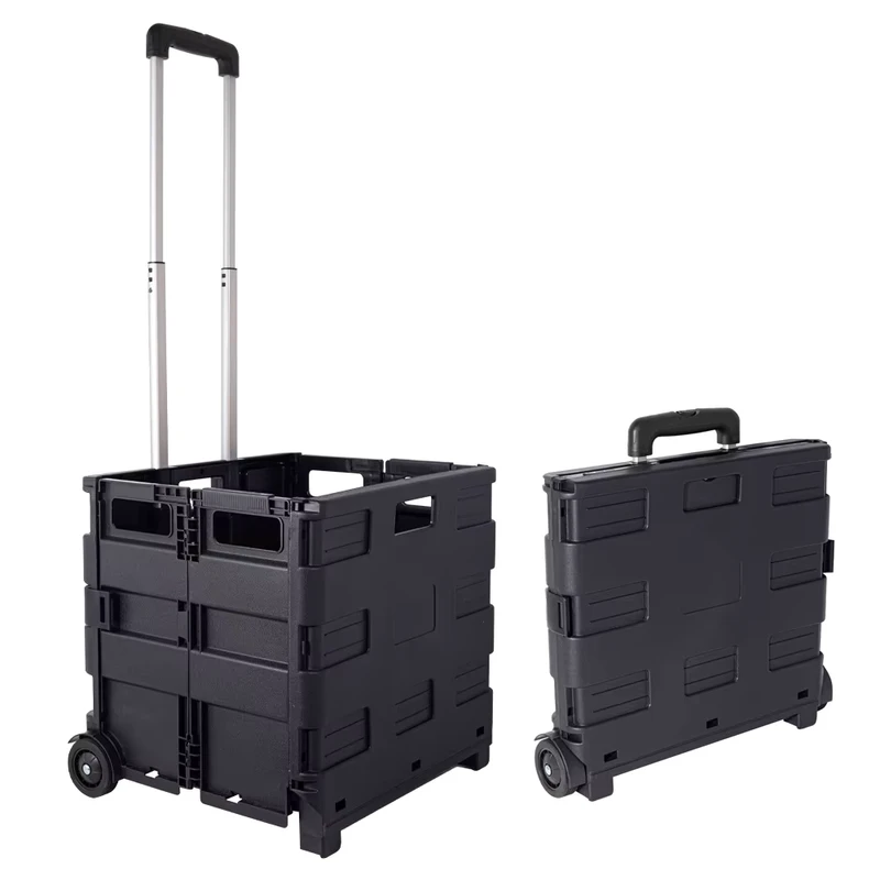 Black Large Portable Kids Shopping Cart Trolley with Steel Wheels Easy Folding 25-35 KG Load Capacity BSCI Certified