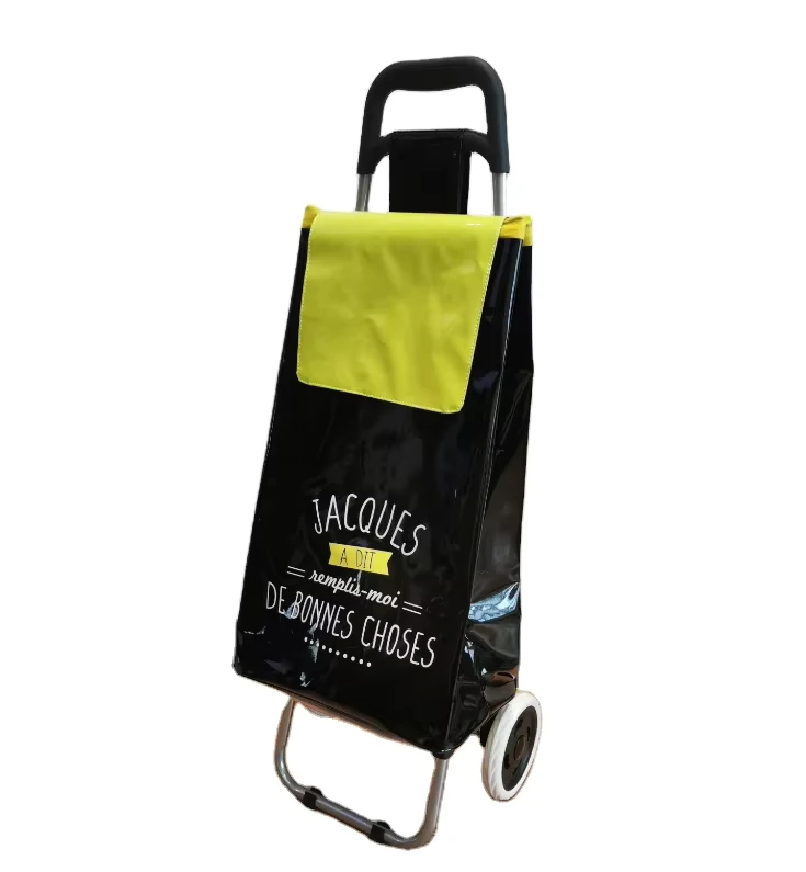 Black Lightweight Carrito De Compras Foldable Super Market Shop Cart Trolley Bag with Wheels