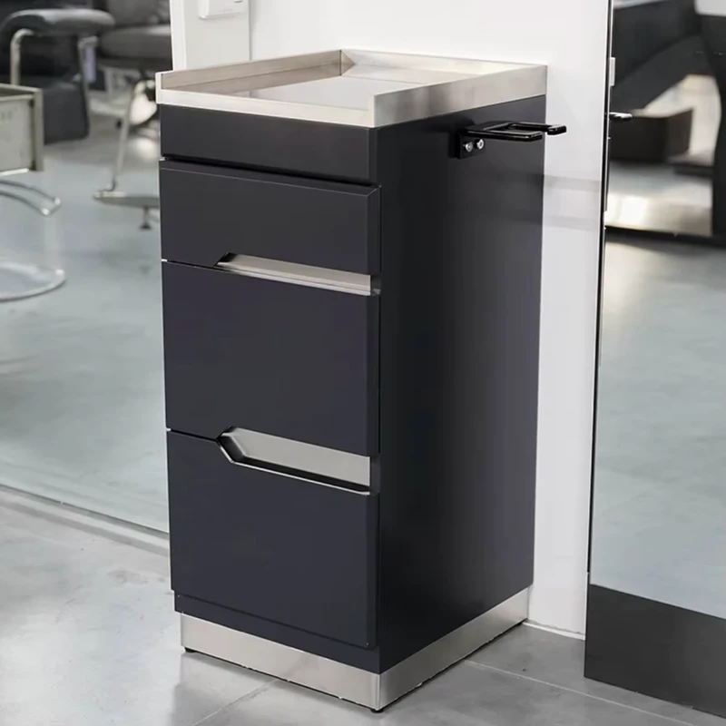 Black Modern Stainless Steel Durable Eco Friendly Portable Beauty Salon Trolley for Hair Salon Service Cart and Barbershop