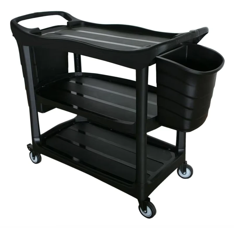 Black Multifunctional Cart With Bucket Service Cart Kitchen Cart Equipment