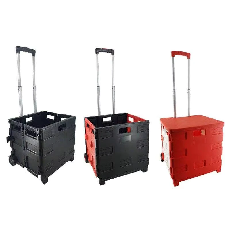 Black Multifunctional Outdoor Folding Cart Home Storage Camping Lightweight Suitable for Elderly Grocery