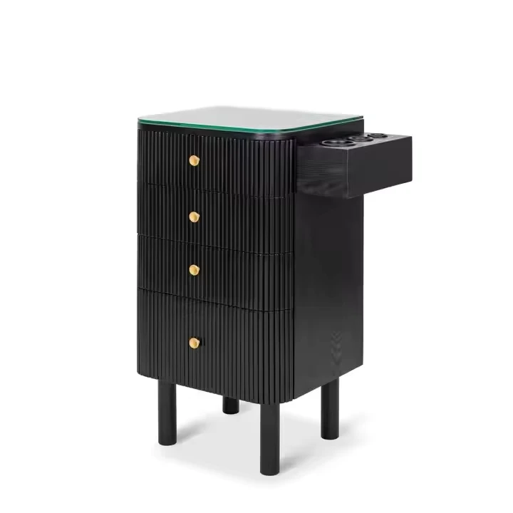Black Salon Stations Hair Salon Wooden Working Trolley for Sale