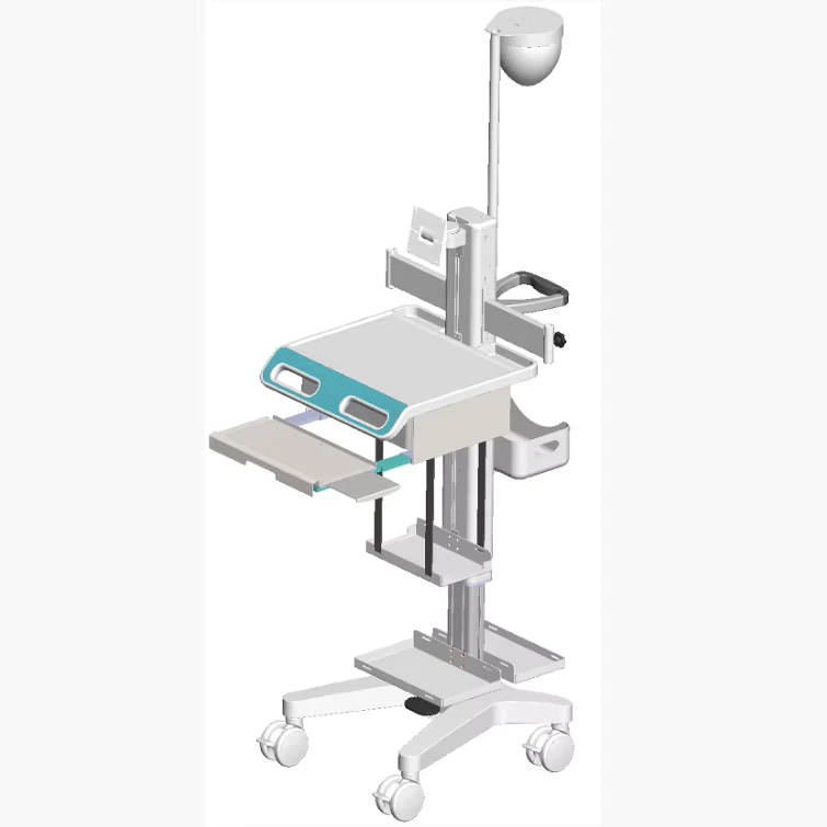 Brain Computer Interface Medical Trolley Adjustable Height 4 Castors Aluminum Construction Hospital