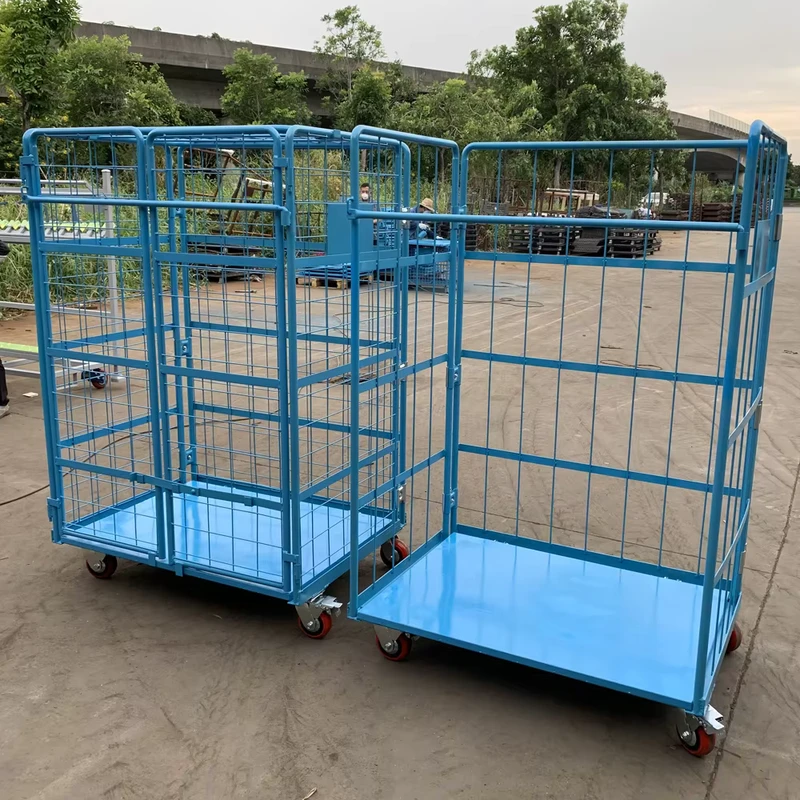 Brand New Heavy Duty Rigid A Frame Welding Wire Mesh Rolltainer with Zinc Galvanized Surface ISO9001 Certified for Warehouse Use