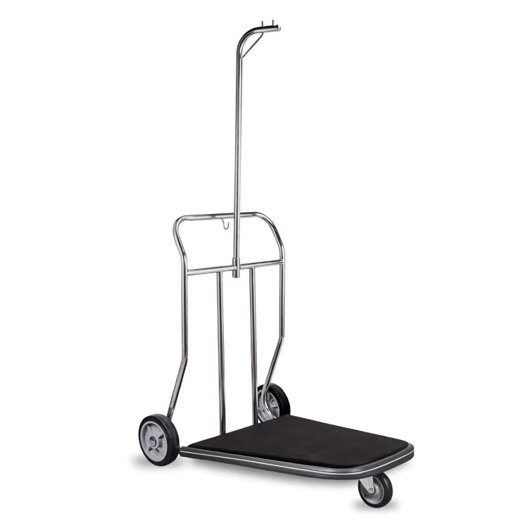 Brushed 304 Stainless Steel Hotel Lobby Bellman Cart Foldable Hand Truck