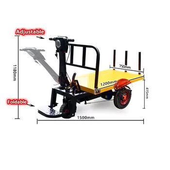 CE 75cm Wide Heavy Duty Electric Motor Handling Trolley With Big Wheels for Transport Cargo Platform Hand Truck