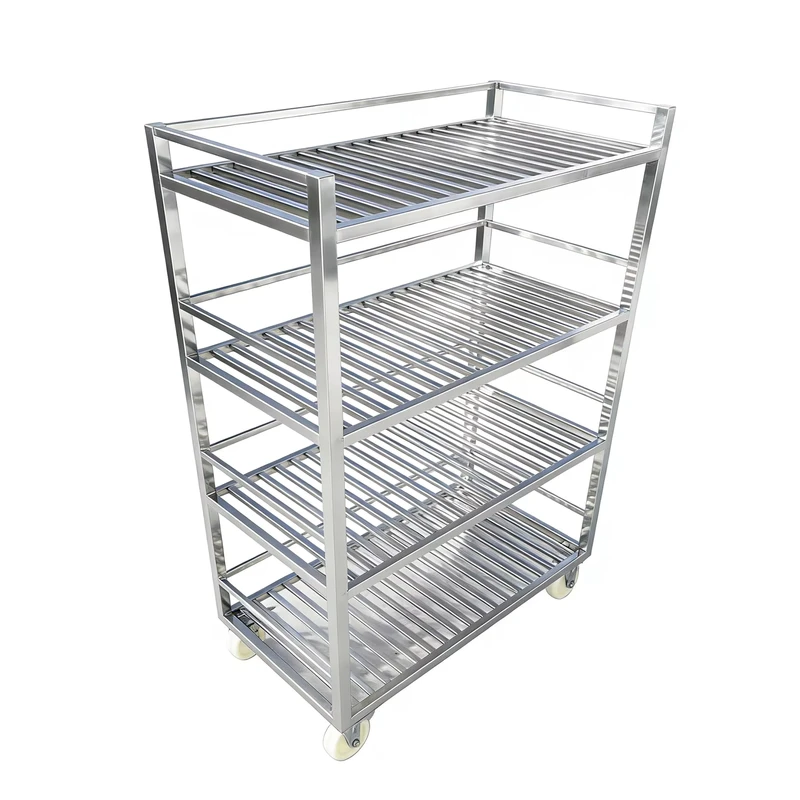 CE Certified Heavy Duty Stainless Steel 3 Tier Utility Cart Mobile Storage Shelving Cart with Wheels for Supermarkets