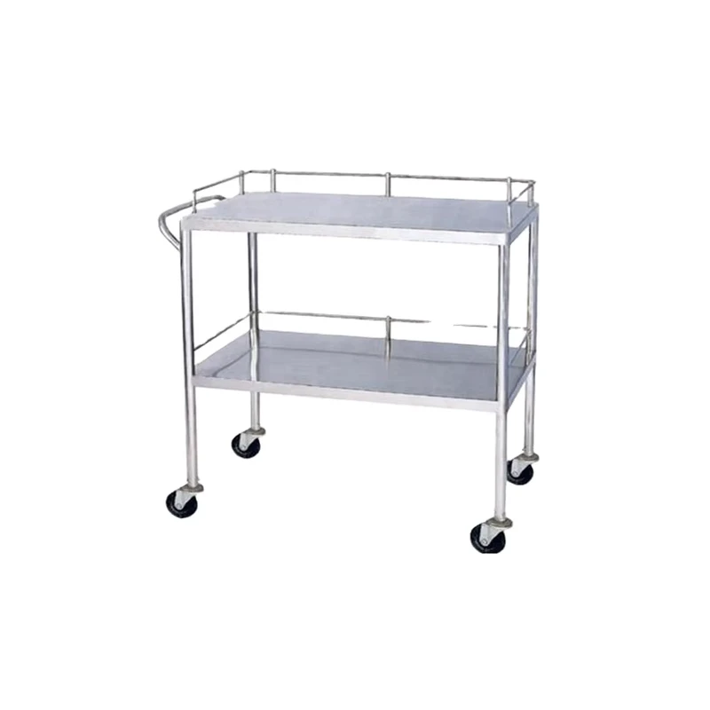 CE/ISO Approved Stainless Steel Two Shelves Hospital Trolley Cart Medical Mobile Cart