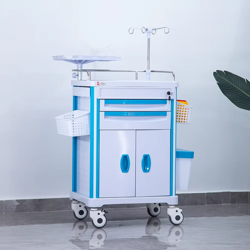 CE ISO Certification ABS Plastic Hospital Crash Cart Mobile Medical Supply Trolley with Multi functional Use