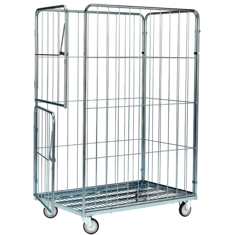 CH05103 Heavy Duty 600kg Steel Wire Shelf Cage Trolley 1200*800*1800mm Four-Wheel Zinc Galvanized Powder Coated OEM ODM