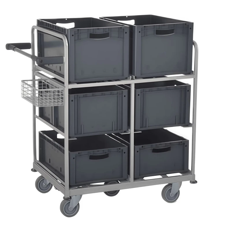 CH05105 Heavy Duty 200kg Steel Wire Shelf Cage Trolley 1082*650*1138mm Four Wheel Powder Coated OEM ODM Logistic Cart