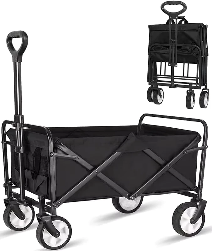 Camp Trolley Folding Wagon Carts With 4 Wheels Heavy Duty Camping Folding Cart for Camp Travel Hiking Garden