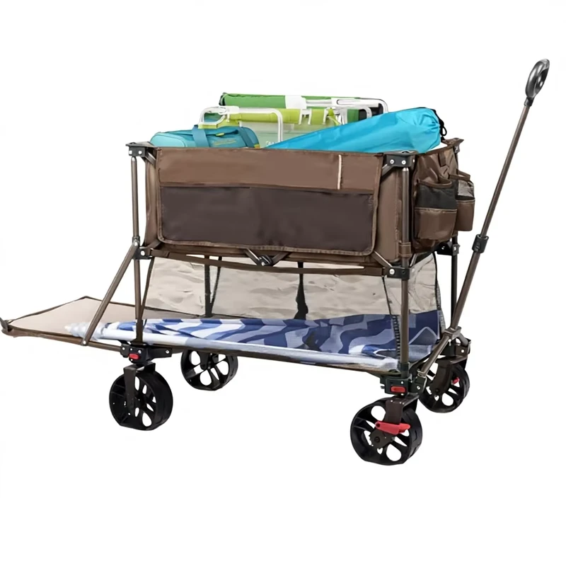 Camper Car Outdoor 4 Wheel Foldable Double decker Travel Camping Picnic Trolley Children Can Lay Stall and Open