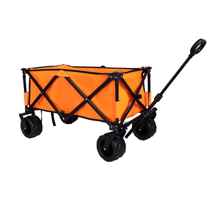 Camping Beach Folding Four Wheel Cart Picnic Fishing Hand Pulled 100 150KG Load Capacity Mesh Shopping OEM Double Layer 600D