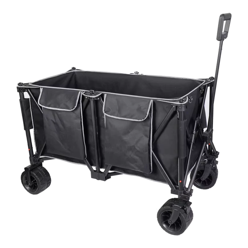 Camping Beach Wagon Cart with Pocket Design Portable Folding Garden Wagon Trolley