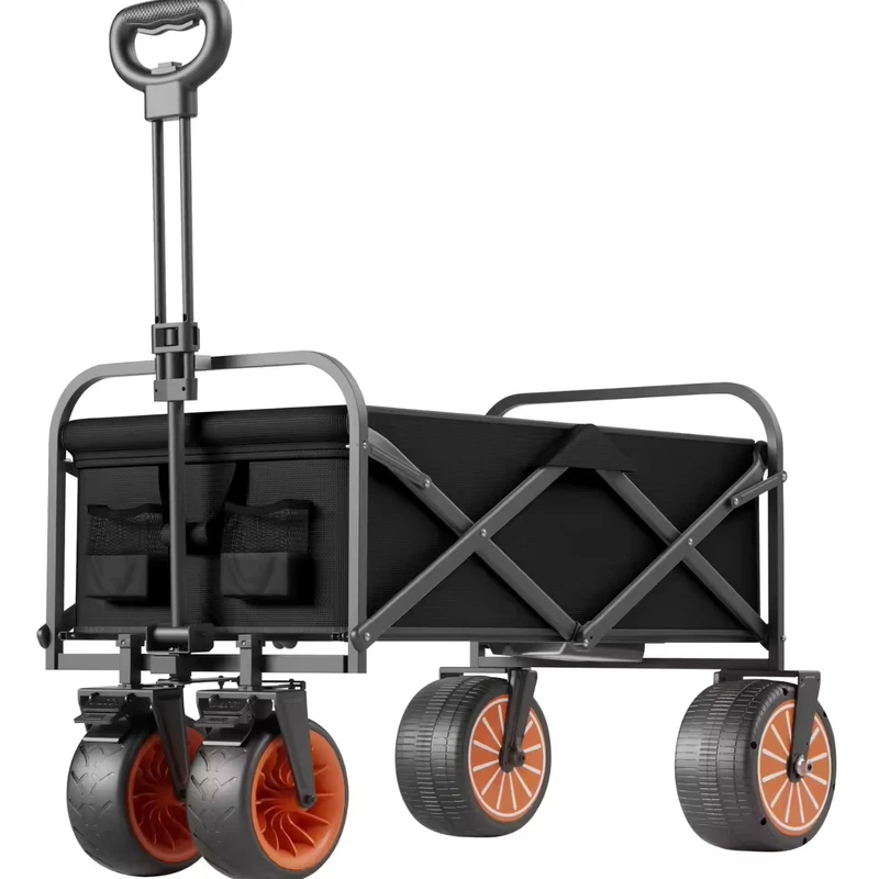 Camping Car Electric Assisted Four Wheel Outdoor Folding Cart Picnic Trailer Hand Pulled Travel Large Capacity Tent Cart OEM